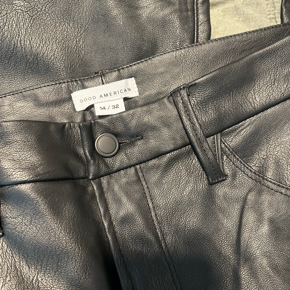 Good American Black Faux Leather Pants NWOT size 14